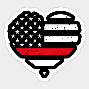 Firefighter Heart - Thin Red Line Flag - Firefighter Wife Sticker